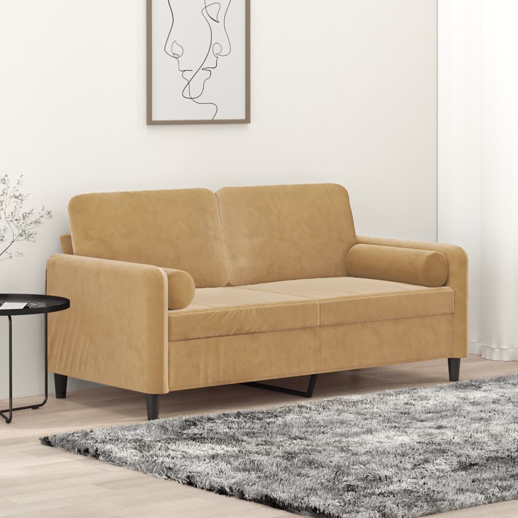 vidaXL 2-miestna pohovka s vankúšmi hnedá 140 cm zamat