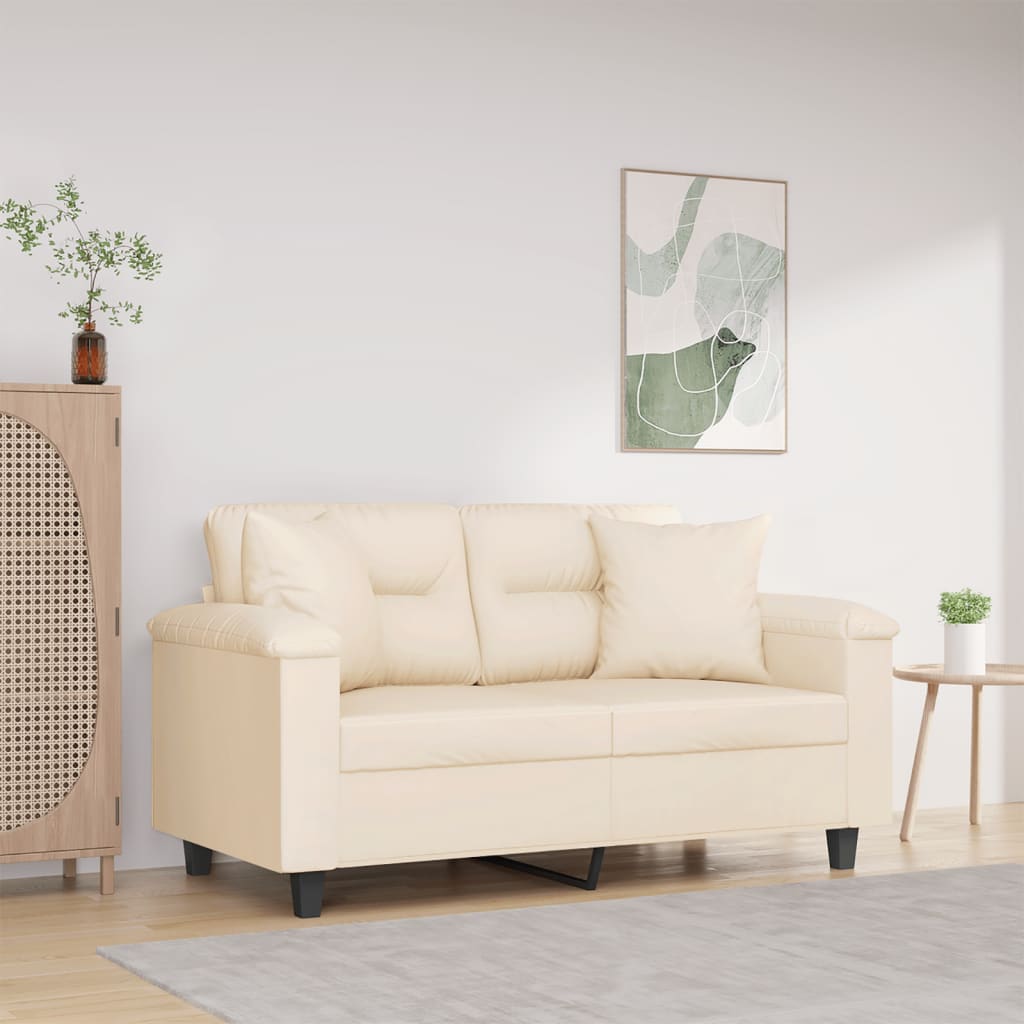 vidaXL 2-miestna pohovka s vankúšmi béžová 120 cm mikrovlákno