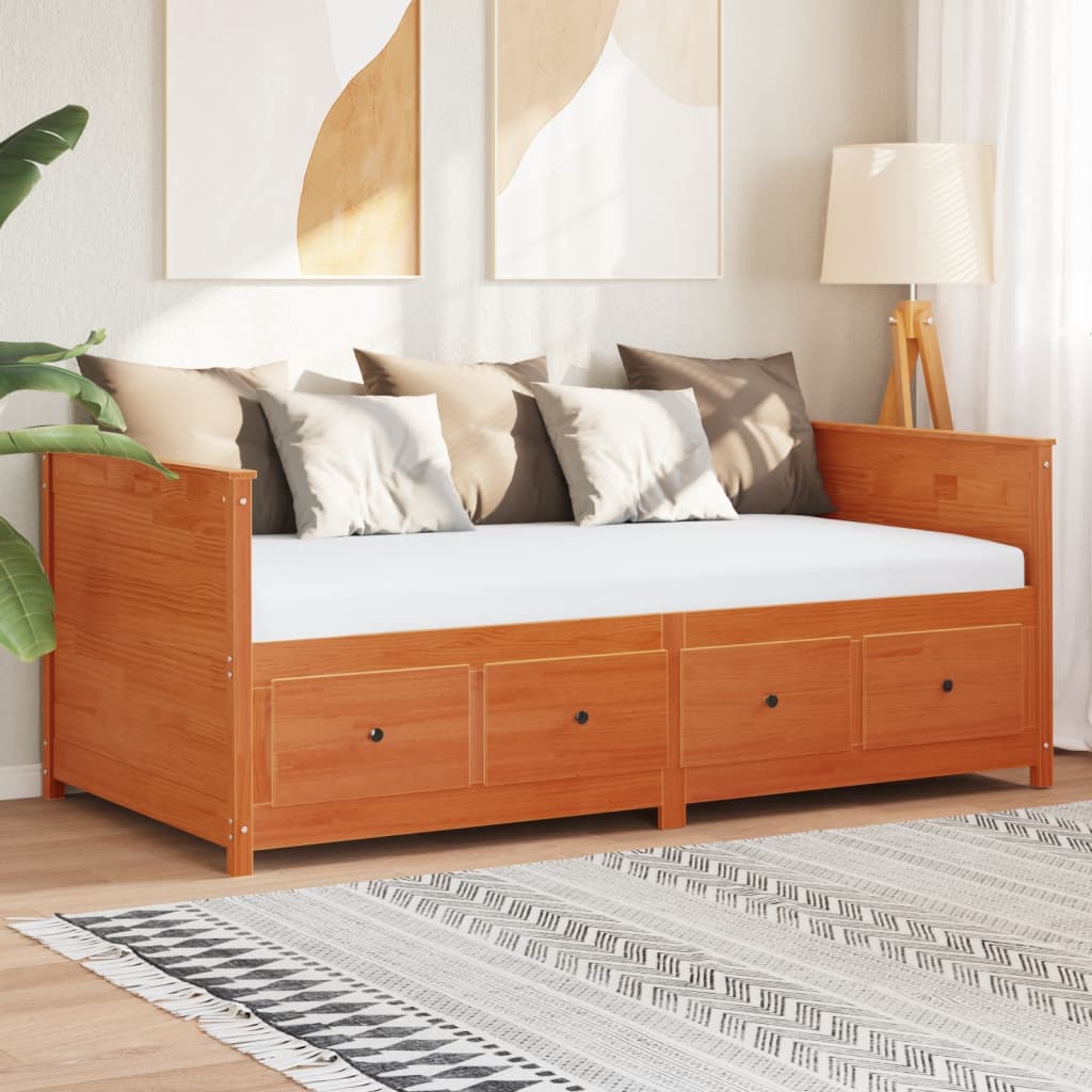 VidaXL Denná posteľ bez matraca Vosk Hnedá 100x200 cm Masív Borovica
