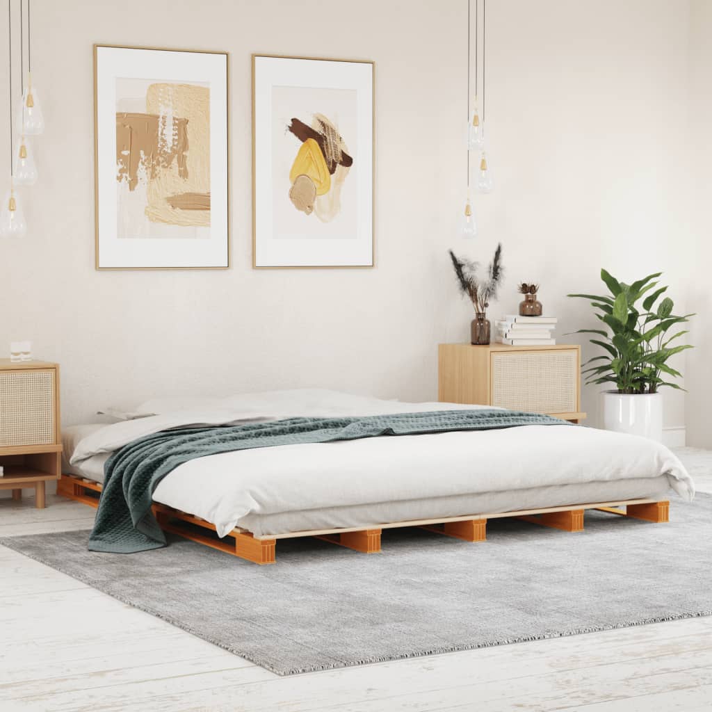 vidaXL Paletová posteľ voskovo hnedá 180x200 cm borovicový masív