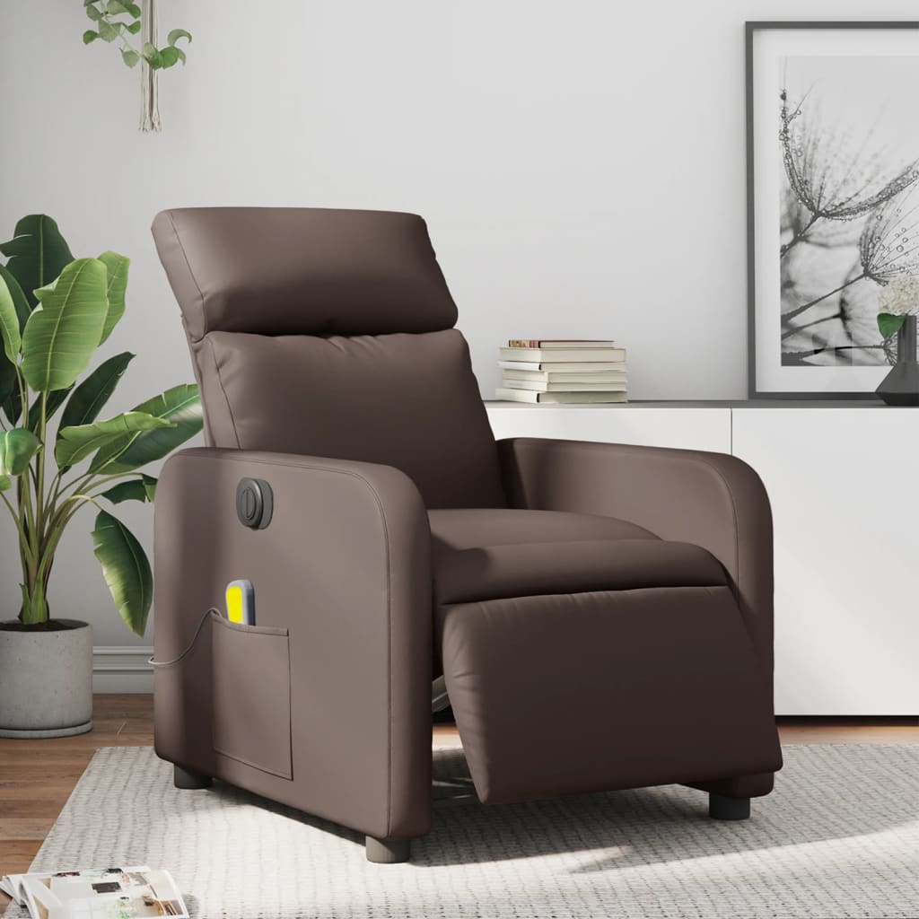 vidaXL Elektrické masážne sklápacie kreslo hnedé umelá koža