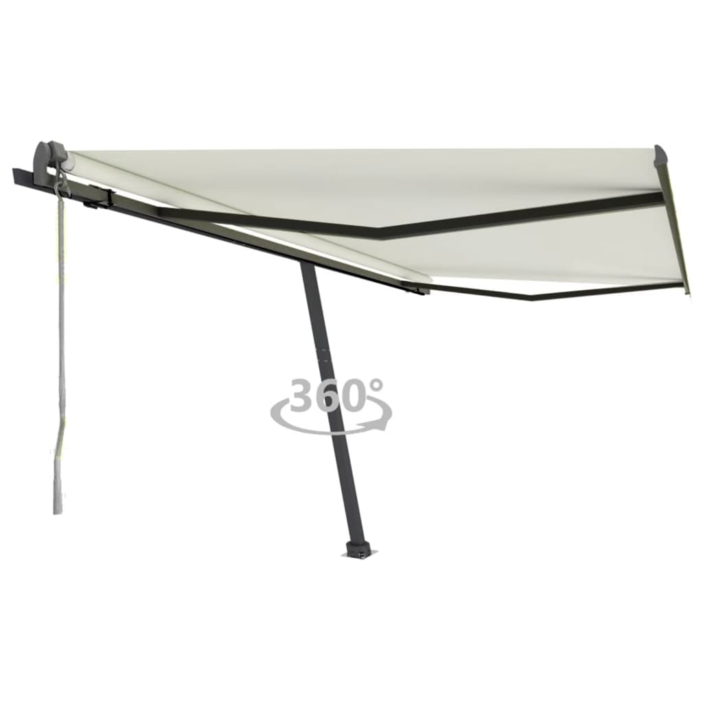 vidaXL Samostatne stojaca automatická markíza 400x350 cm krémová