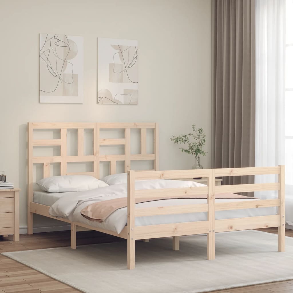 vidaXL Posteľný rám s čelom 140x200 cm masívne drevo