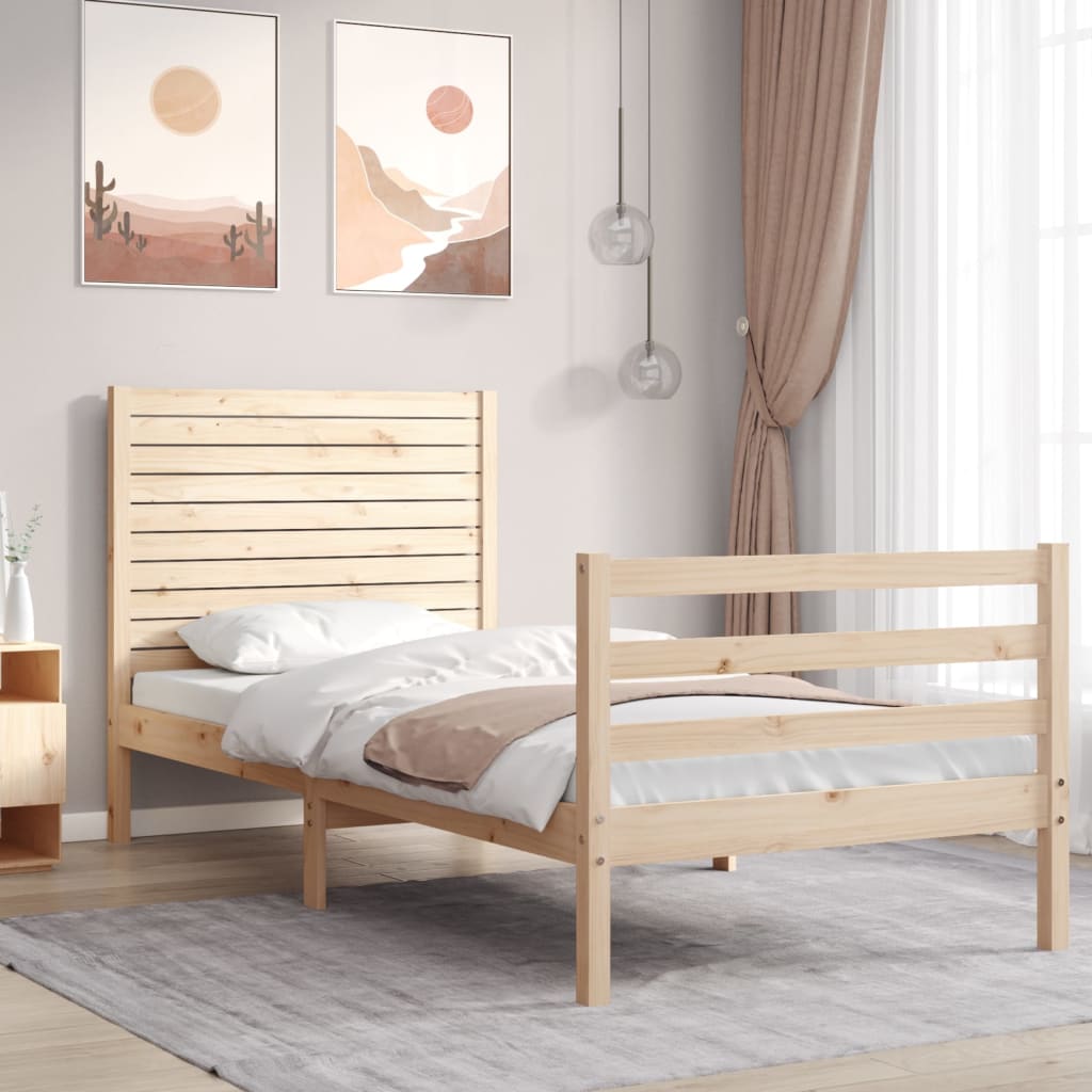 vidaXL Posteľný rám s čelom 90x200 cm masívne drevo