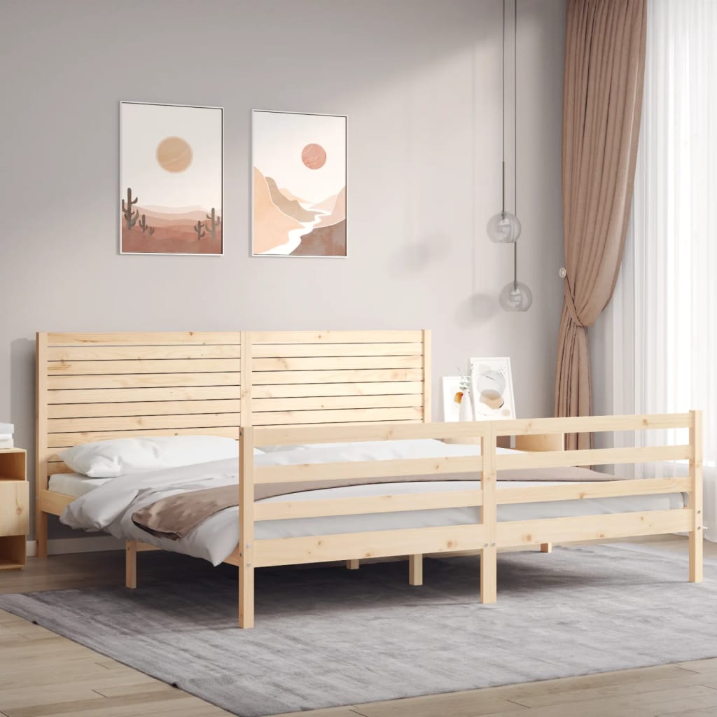 vidaXL Posteľný rám s čelom 200x200 cm masívne drevo