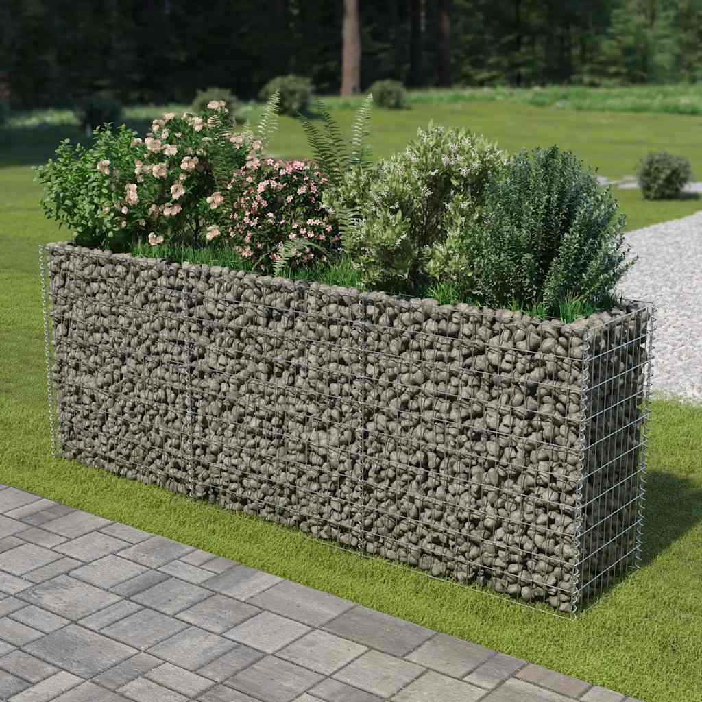 vidaXL Gabiónový vyvýšený záhon, pozinkovaná oceľ 270x50x100 cm