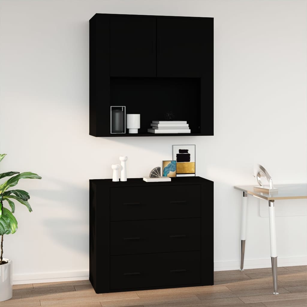 vidaXL Nástenná skrinka čierna 80x33x80 cm spracované drevo