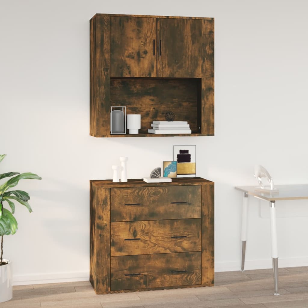 vidaXL Nástenná skrinka dymový dub 80x33x80 cm spracované drevo