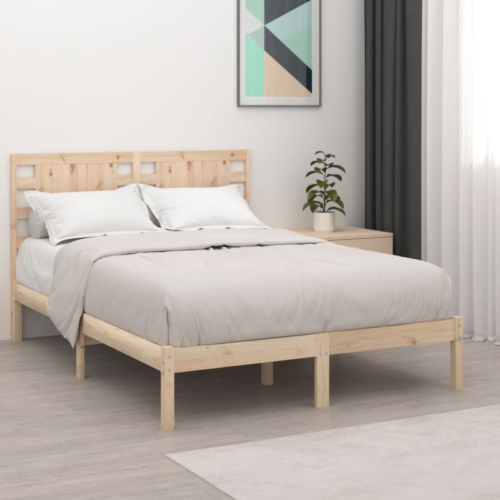 vidaXL Posteľný rám, drevený masív 135x190 cm, dvojlôžko