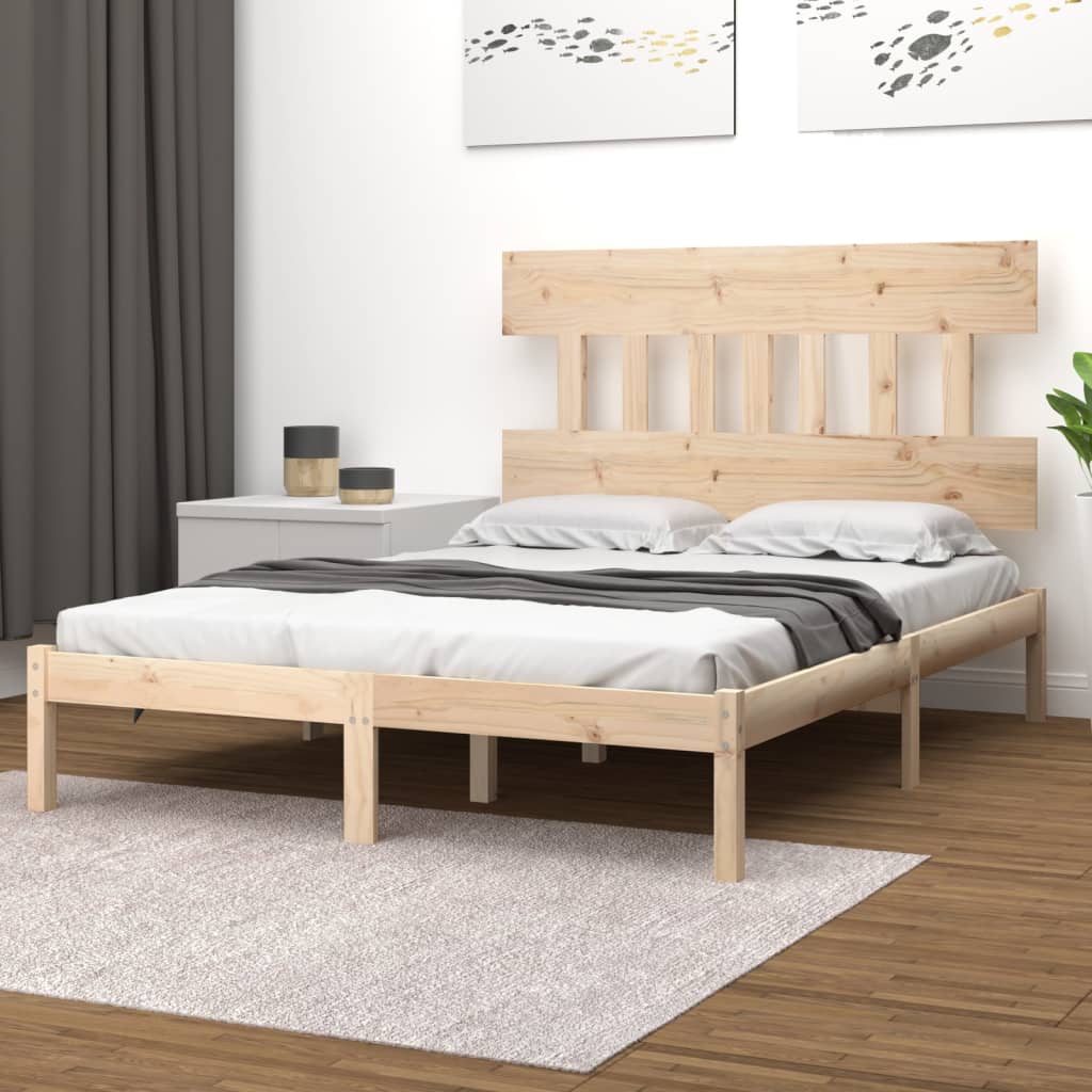 vidaXL Posteľný rám, drevený masív 135x190 cm, dvojlôžko