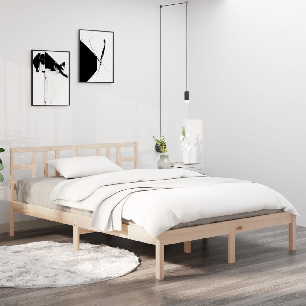 vidaXL Posteľný rám, drevený masív 135x190 cm, dvojlôžko