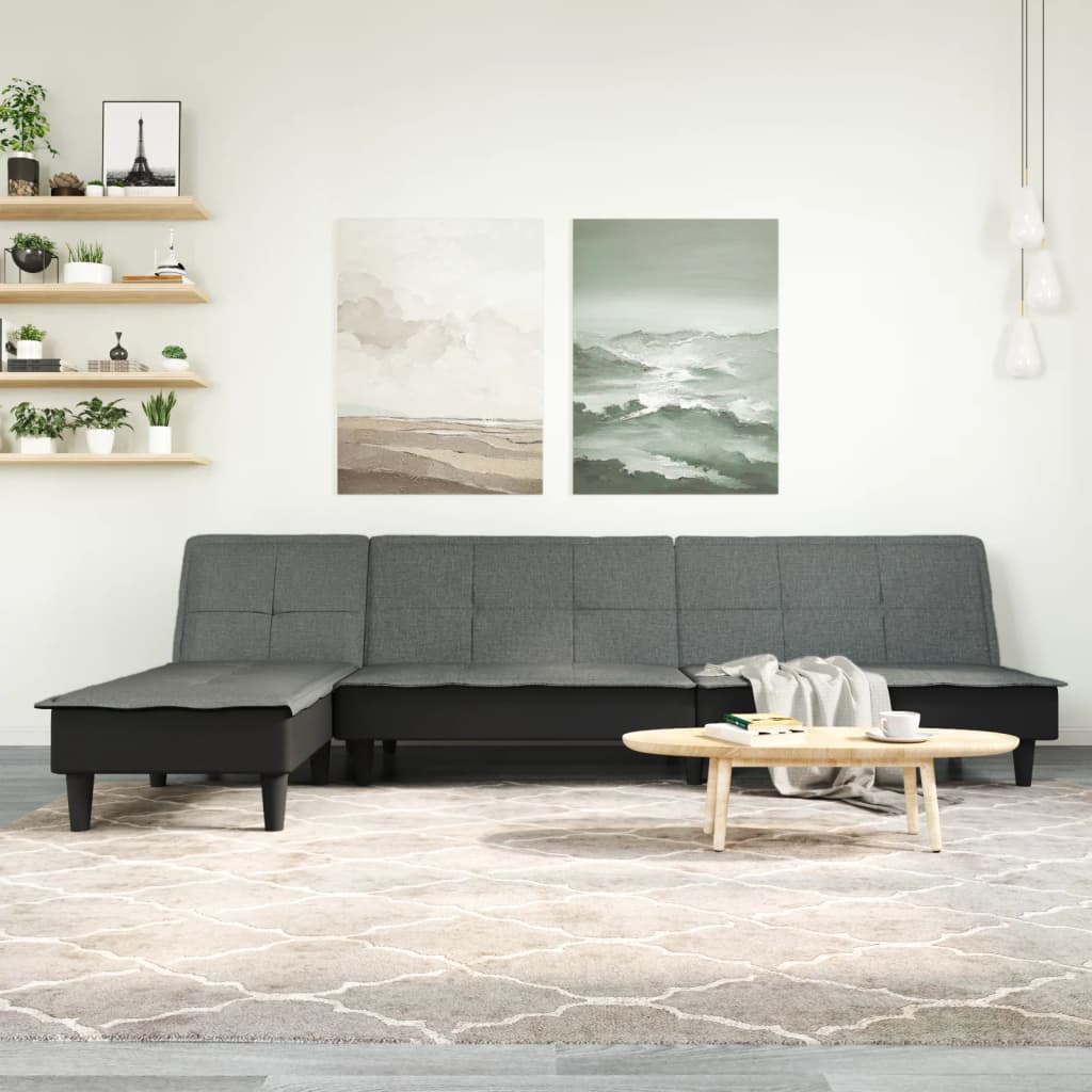 vidaXL Pohovka v tvare L tmavosivá 255x140x70 cm látka