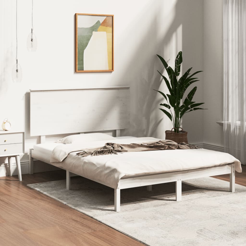 vidaXL Posteľ bez matraca biela 140x190 cm masívna borovica