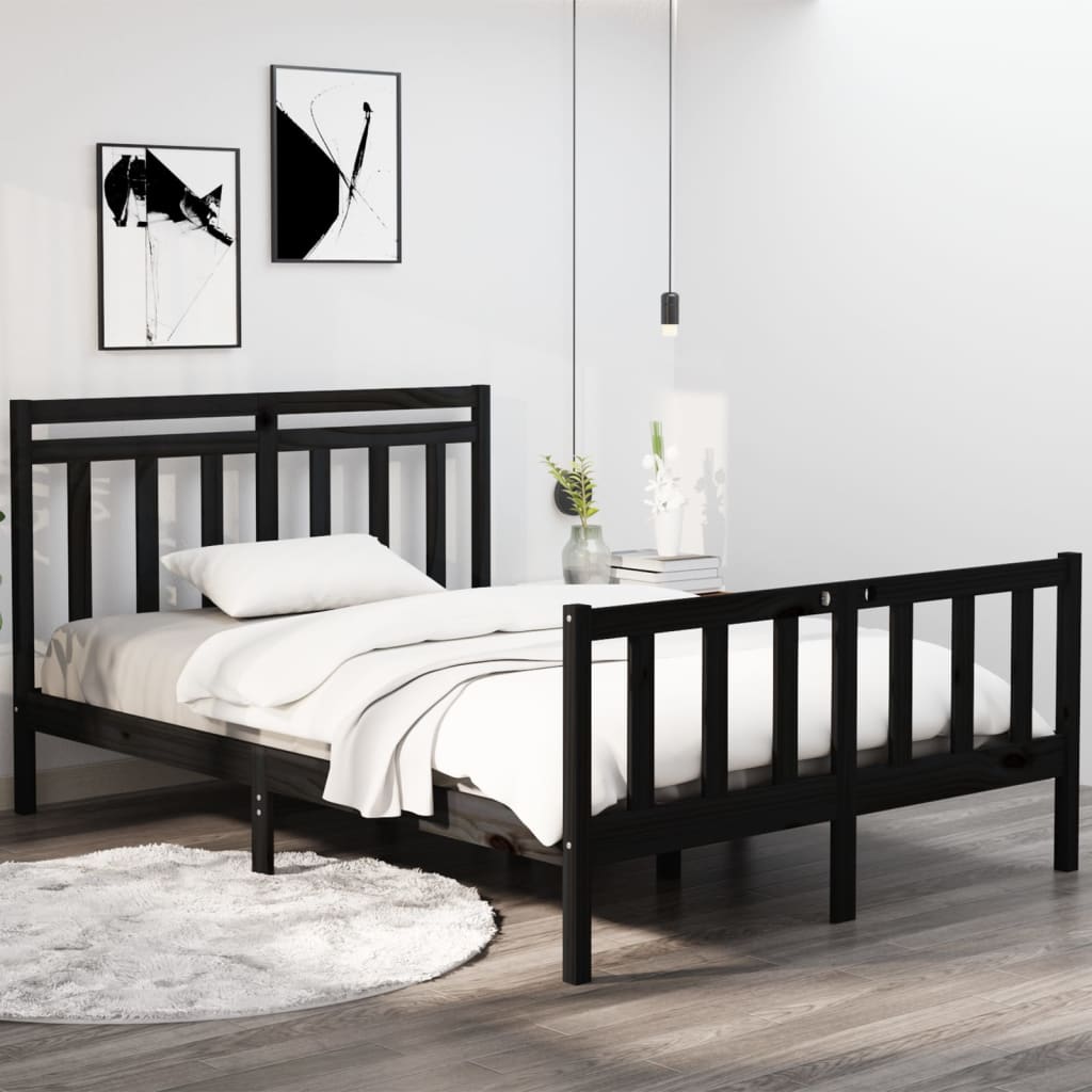 vidaXL Posteľný rám čierny masívne drevo 140x190 cm