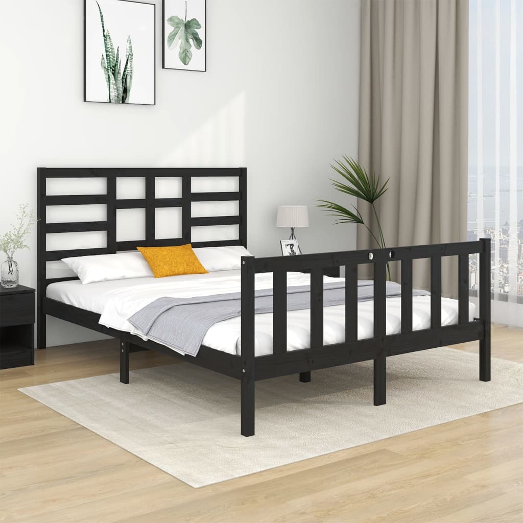 vidaXL Posteľný rám čierny masívne drevo 140x190 cm