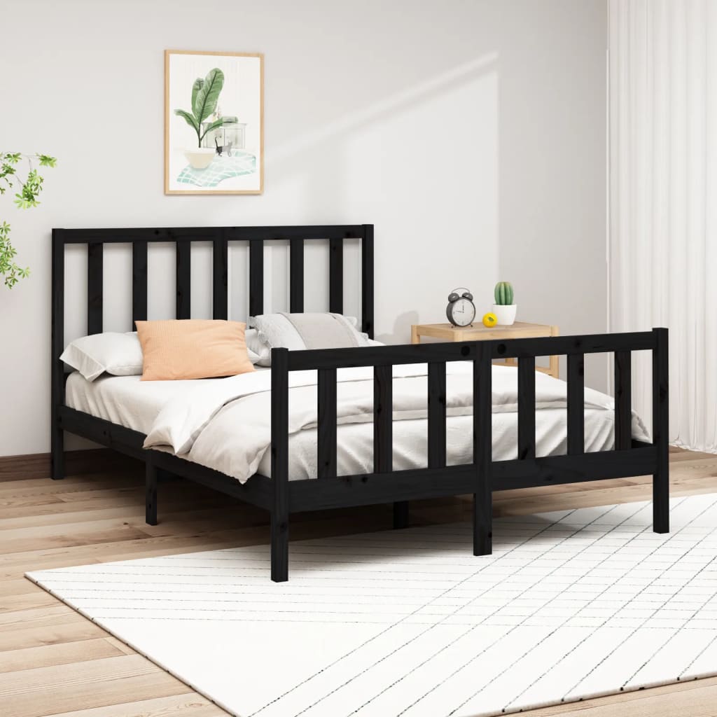 vidaXL Posteľný rám čierny borovicový masív 140x190 cm