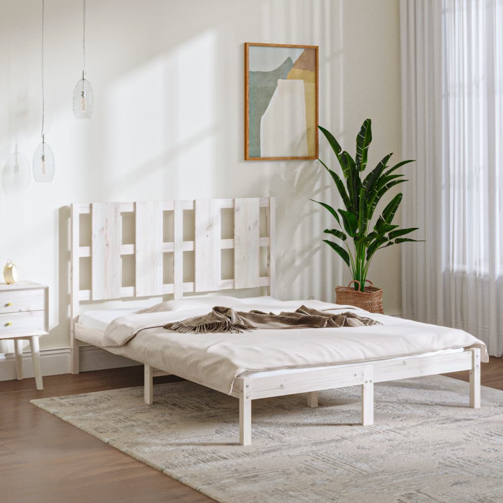 vidaXL Posteľ bez matraca biela 140x190 cm masívna borovica