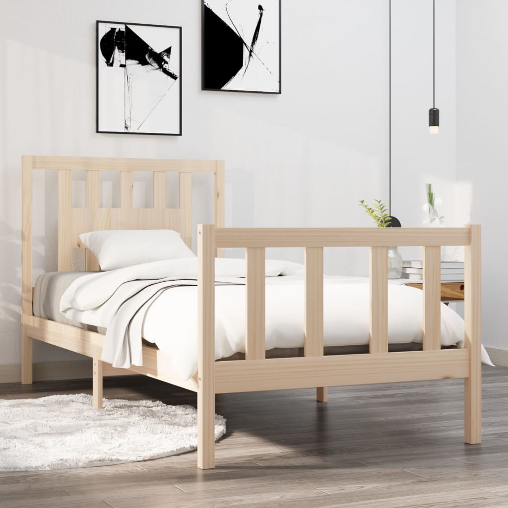 vidaXL Posteľný rám, drevený masív 90x190 cm, jednolôžko