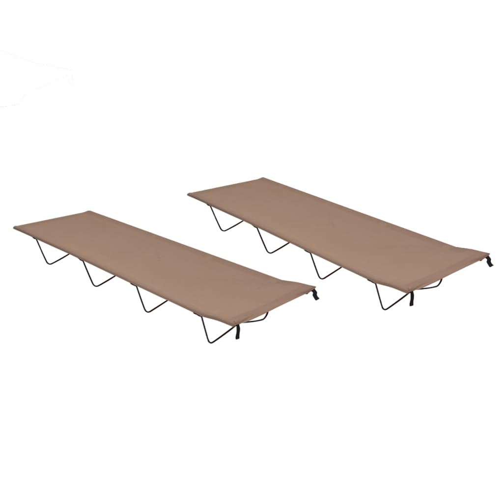 vidaXL Kempingové ležadlá 2ks 180x60x19cm, látka oxford,oceľ,sivohnedé