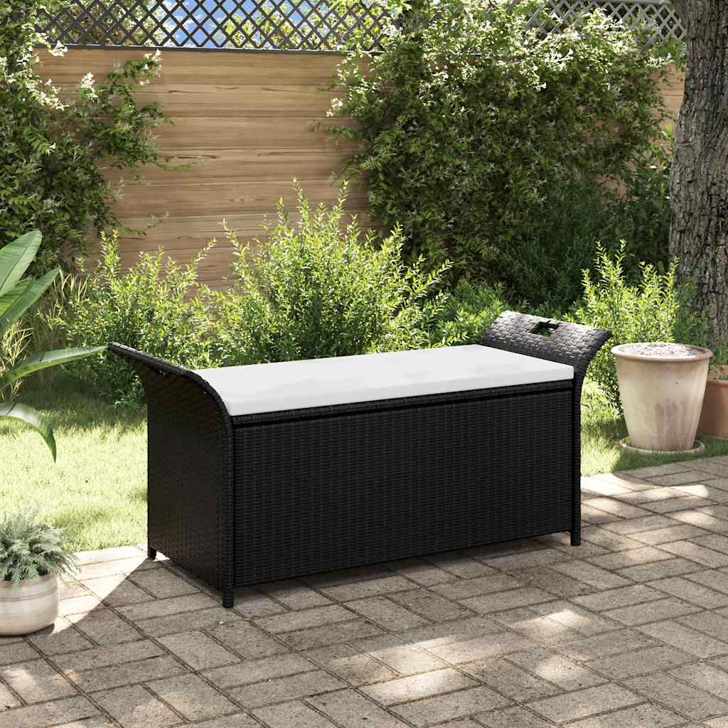 vidaXL Úložná lavica s podložkou 138 cm, polyratan, hnedá