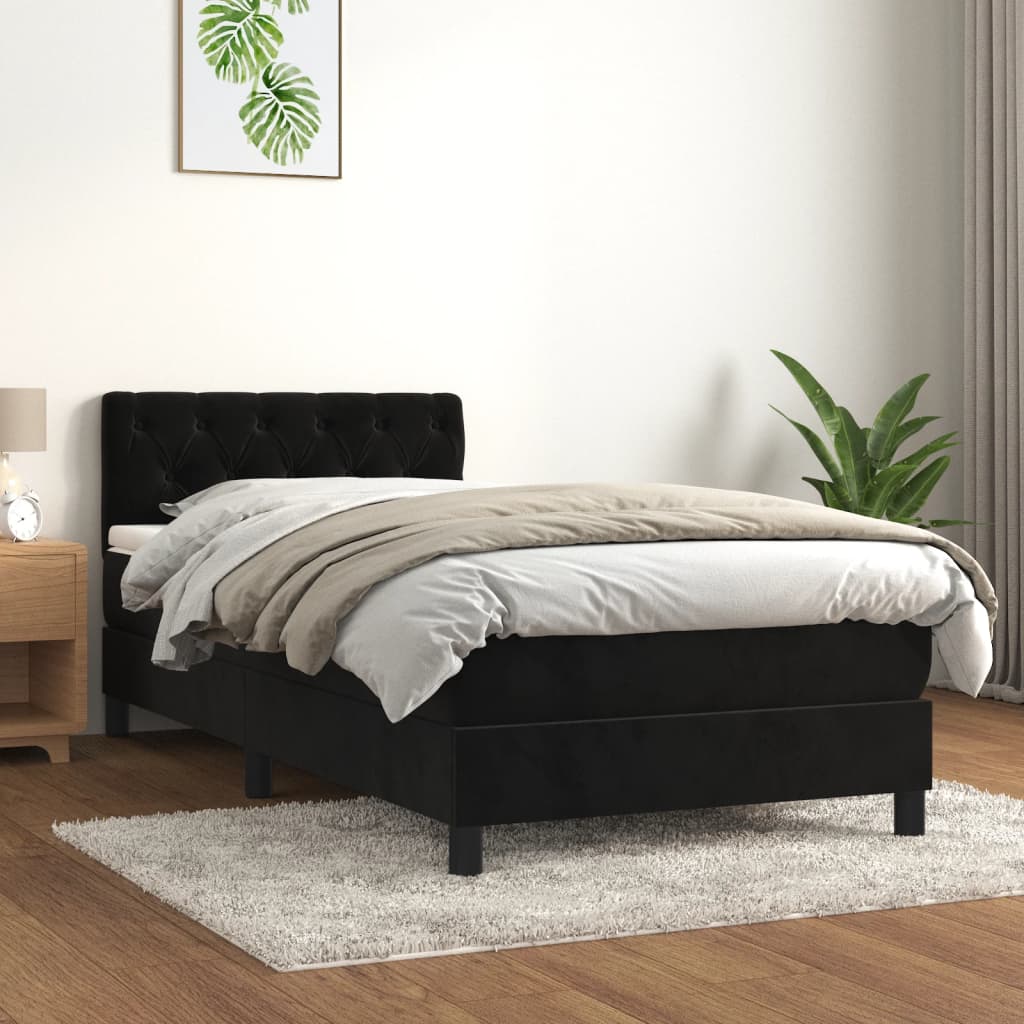 vidaXL Posteľný rám boxspring s matracom čierny 80x200 cm zamat