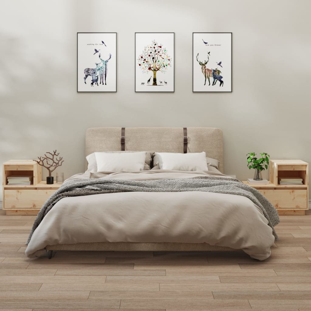 vidaXL Nočné stolíky 2 ks 60x34x51 cm masívne borovicové drevo