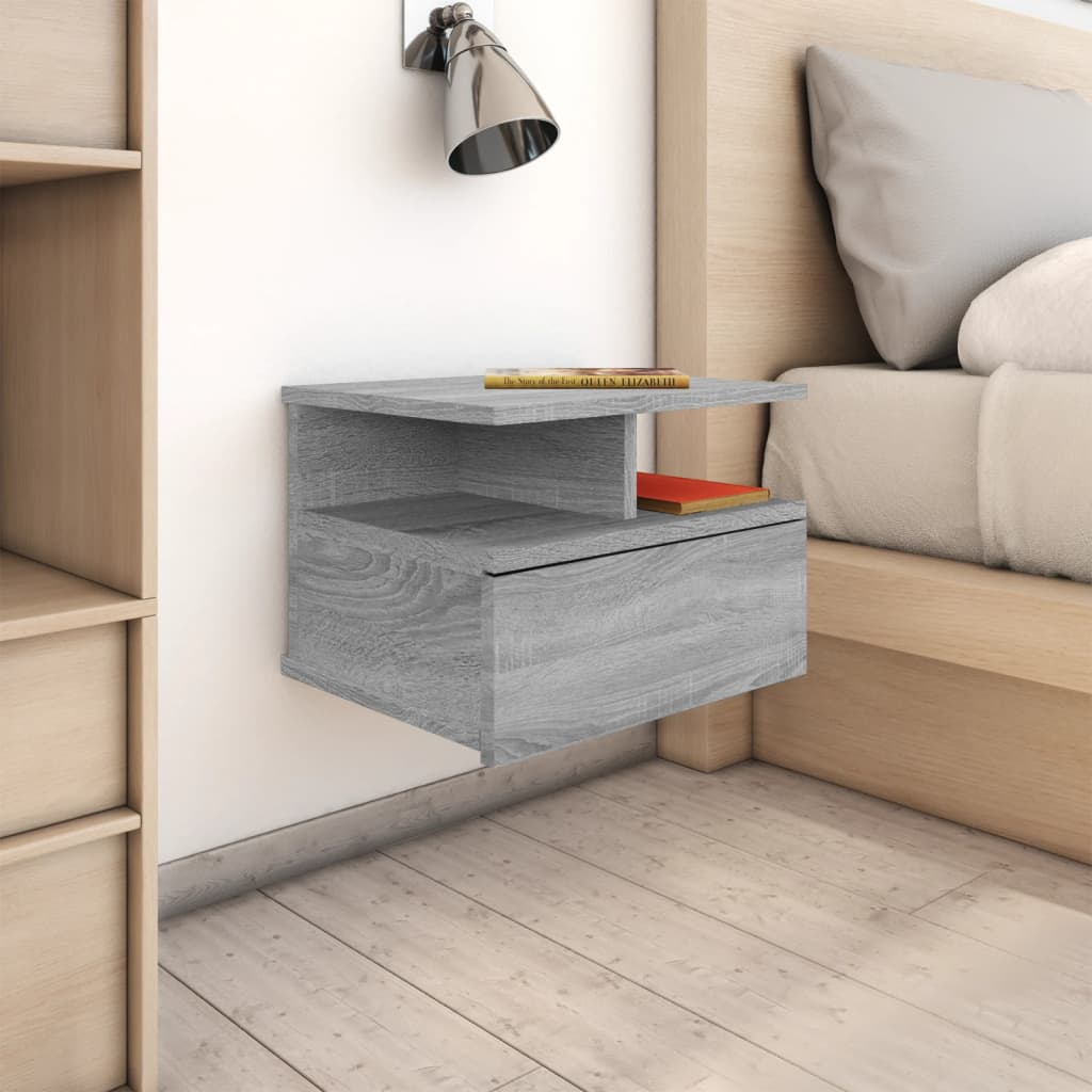 vidaXL Nástenný nočný stolík sivý sonoma 40x31x27 cm spracované drevo