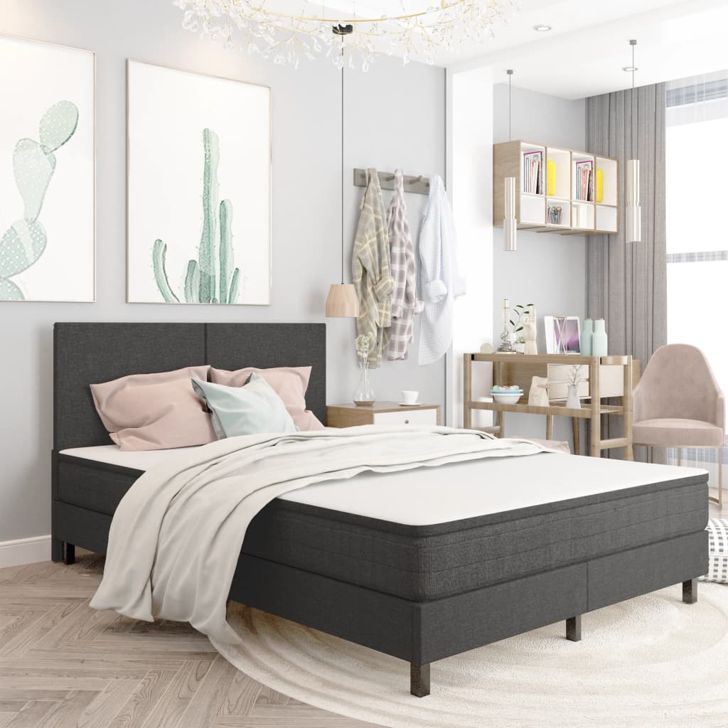vidaXL Posteľ boxspring tmavošedá látková 160x200 cm