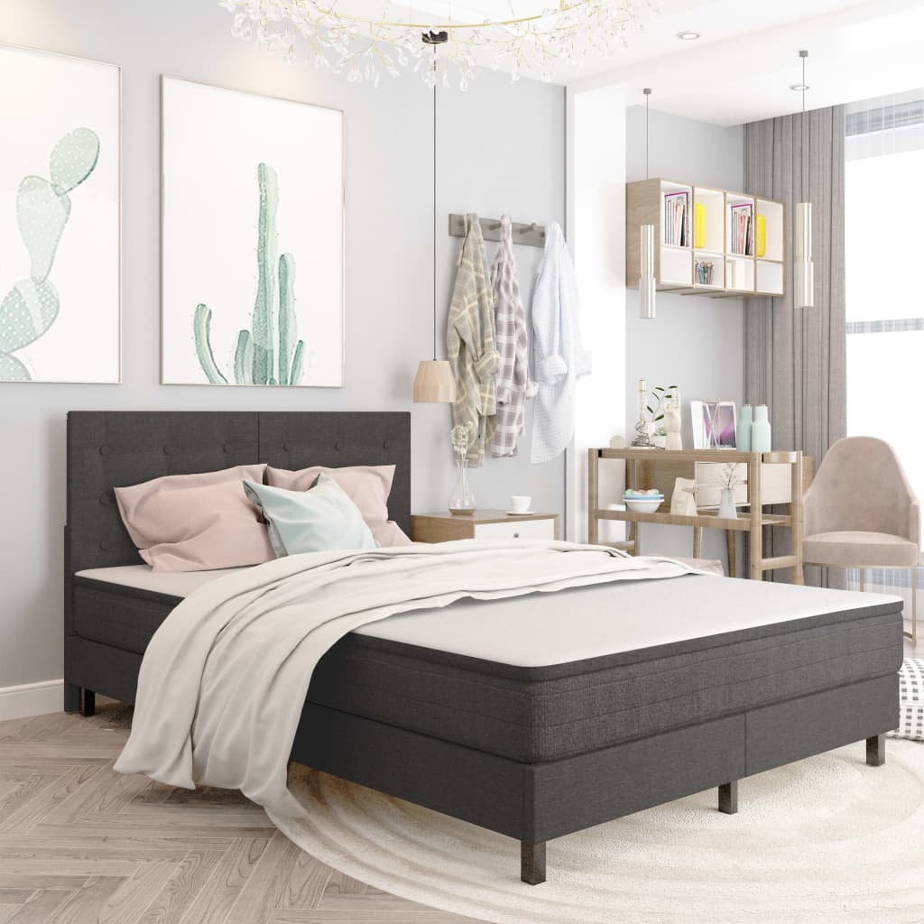 vidaXL Posteľ boxspring tmavošedá látková 140x200 cm