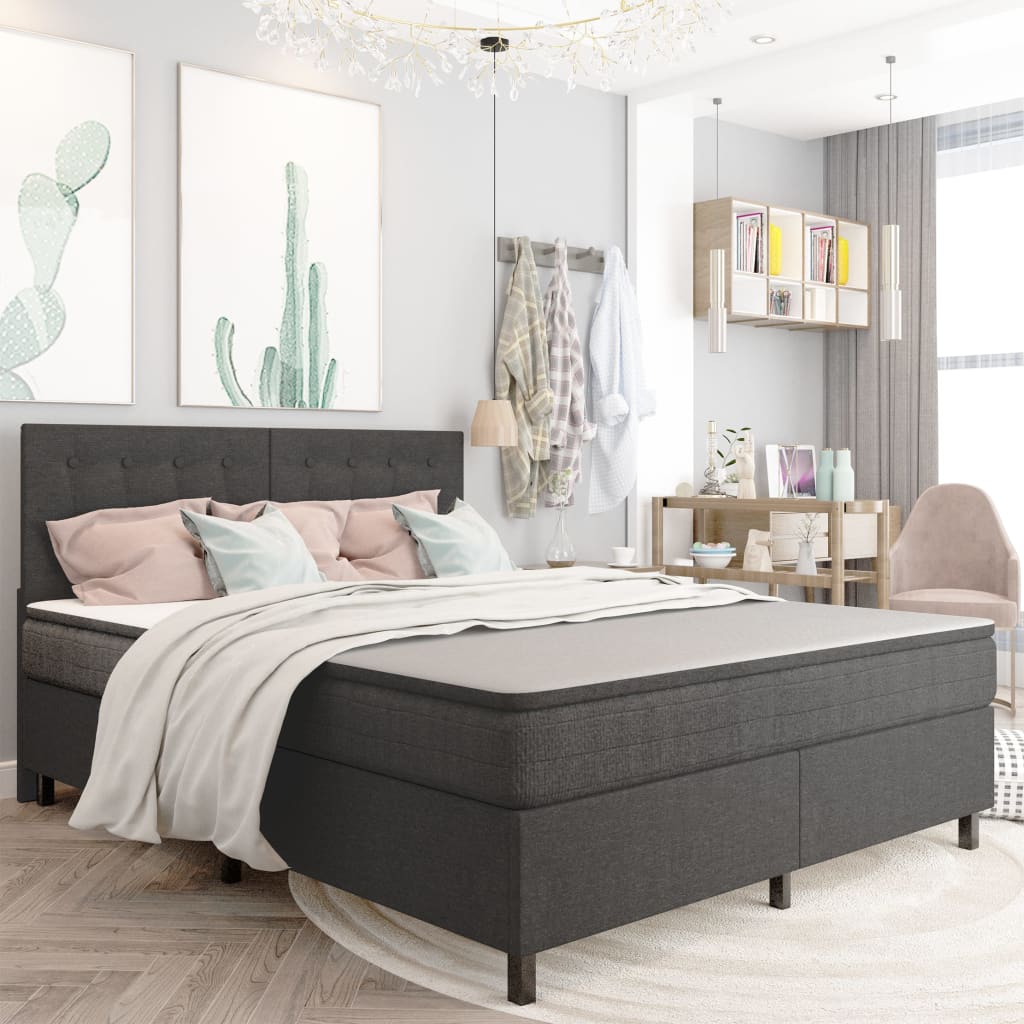 vidaXL Posteľ boxspring tmavošedá látková 160x200 cm