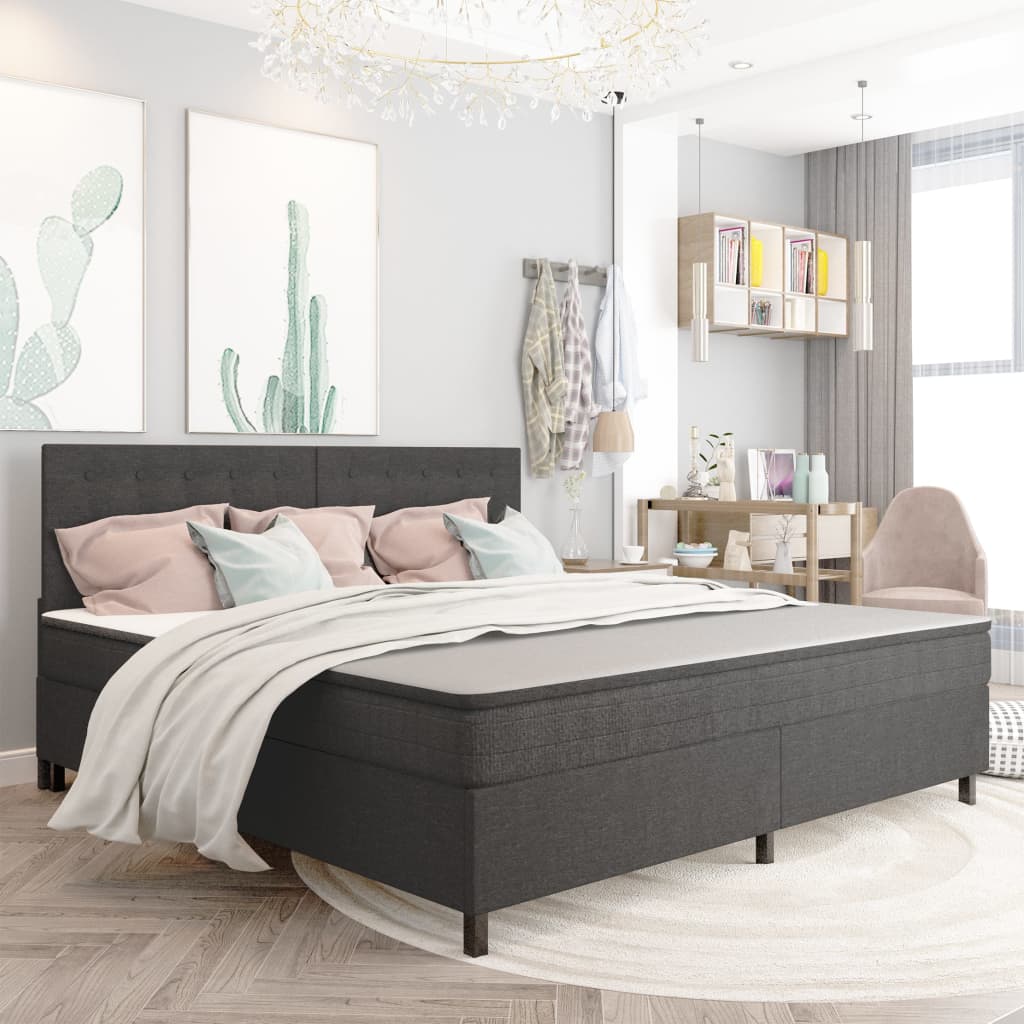 vidaXL Posteľ boxspring tmavošedá látková 200x200 cm