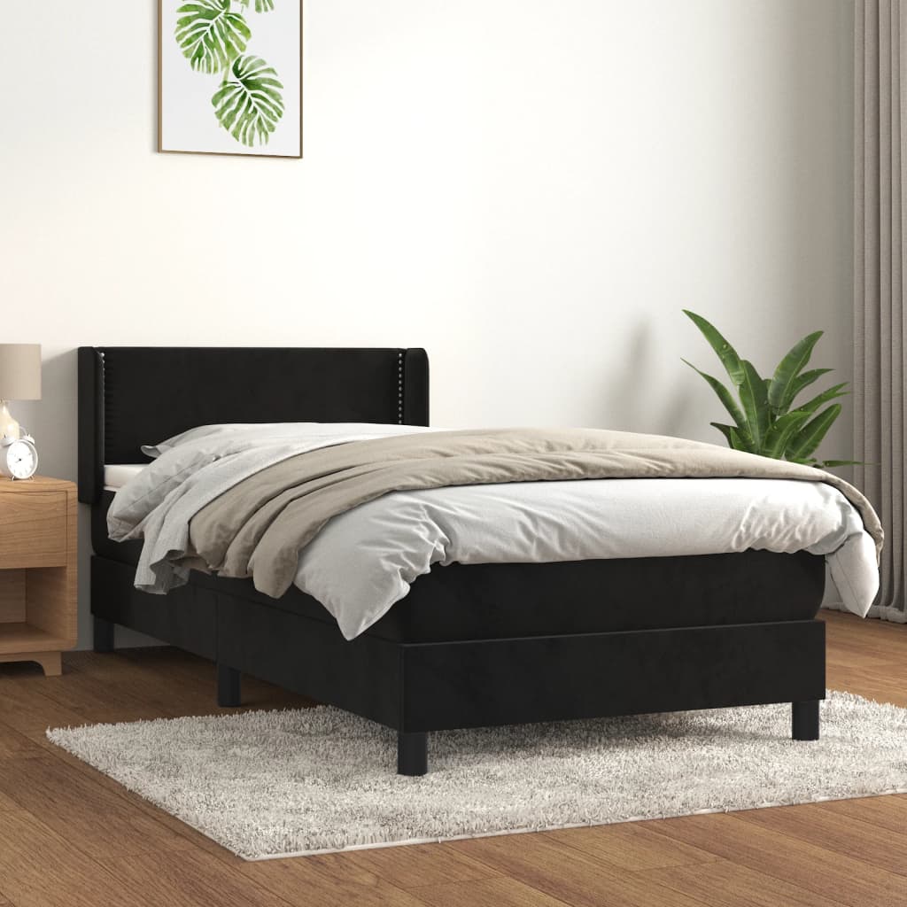 vidaXL Posteľný rám boxspring s matracom čierny 80x200 cm zamat