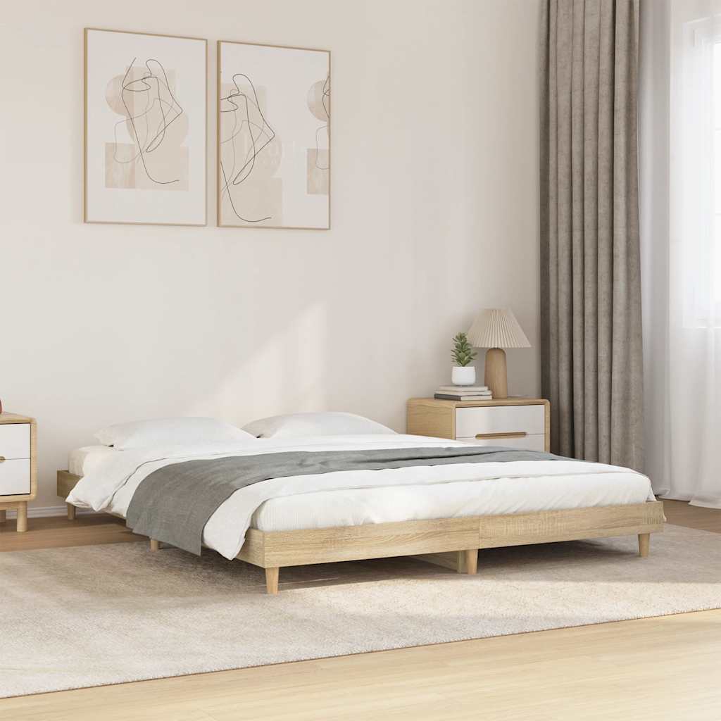 vidaXL Posteľný rám dub sonoma 135x190 cm kompozitné drevo