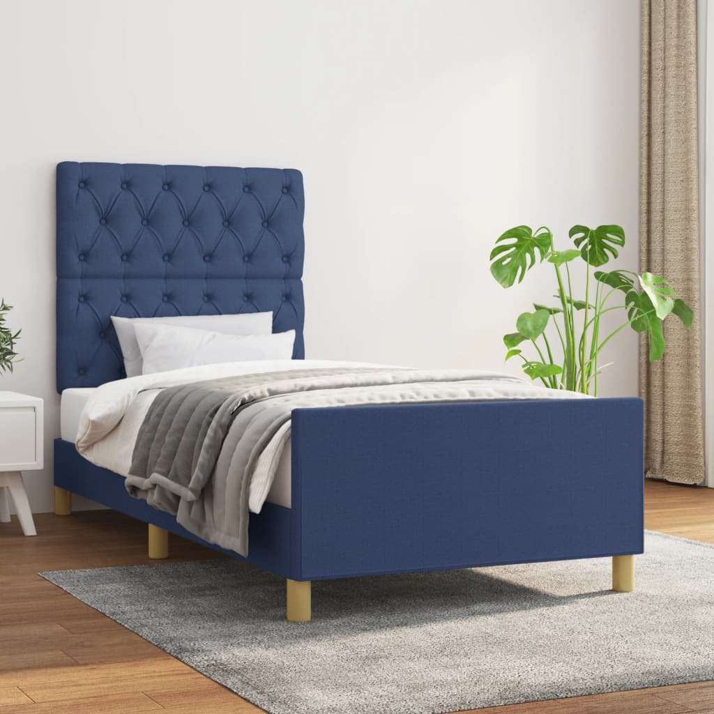 vidaXL Rám postele bez matraca Modrá 80x200cm Látka