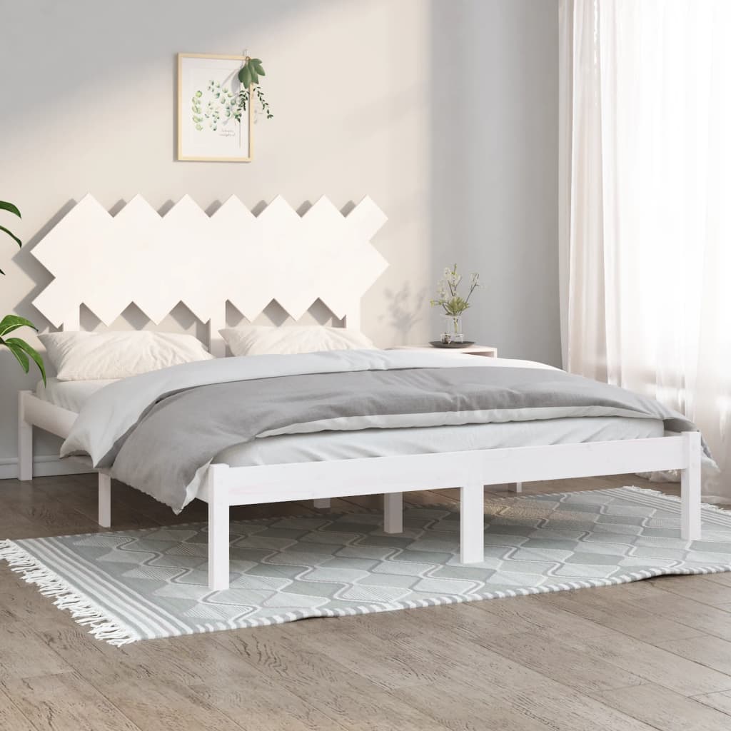 vidaXL Posteľný rám biely 150x200 cm King masívne drevo