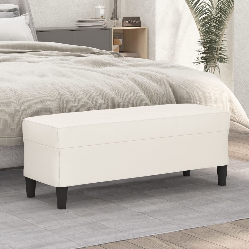 vidaXL Lavička krémová 100x35x41 cm umelá koža
