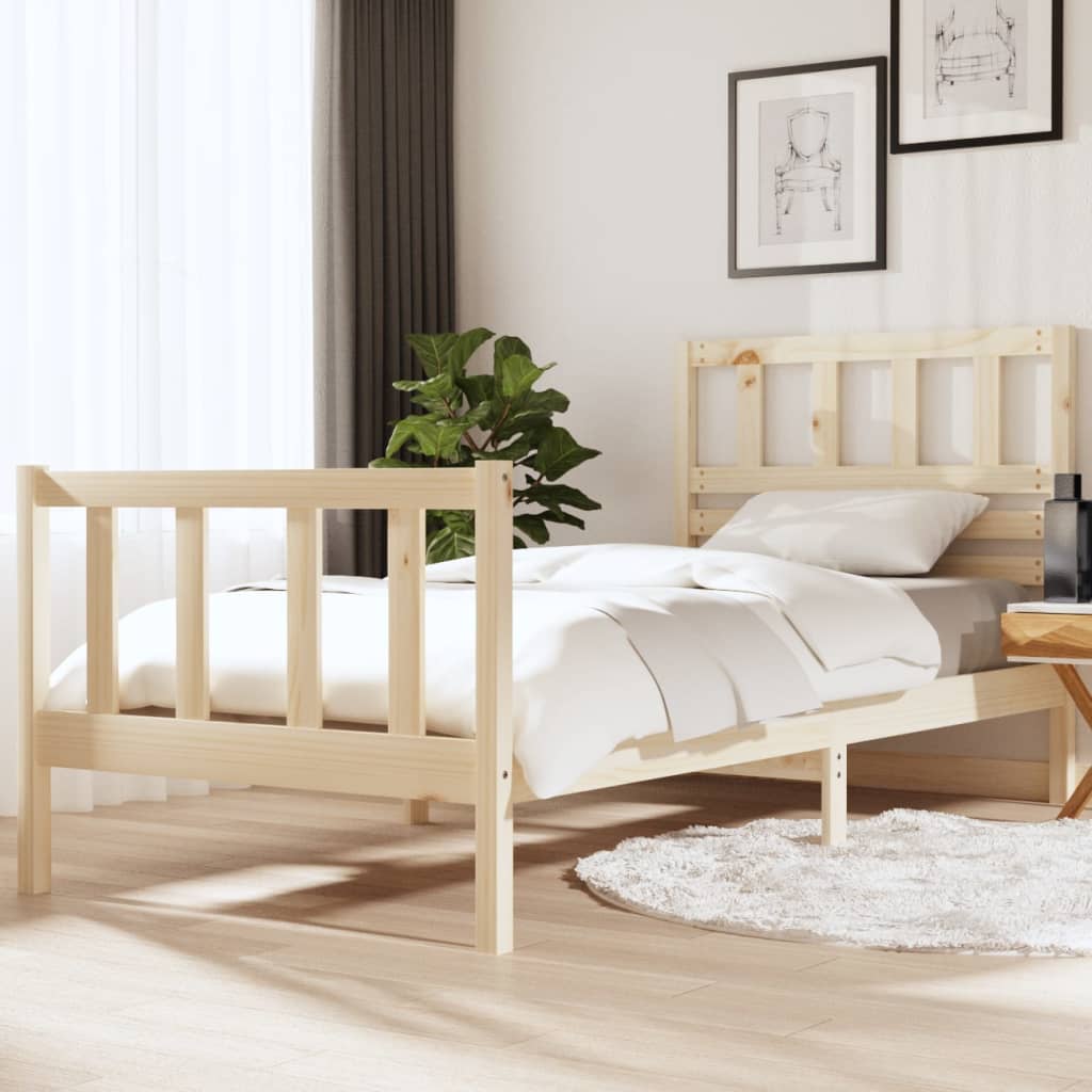 vidaXL Posteľný rám 90x190 cm jednolôžko masívne drevo