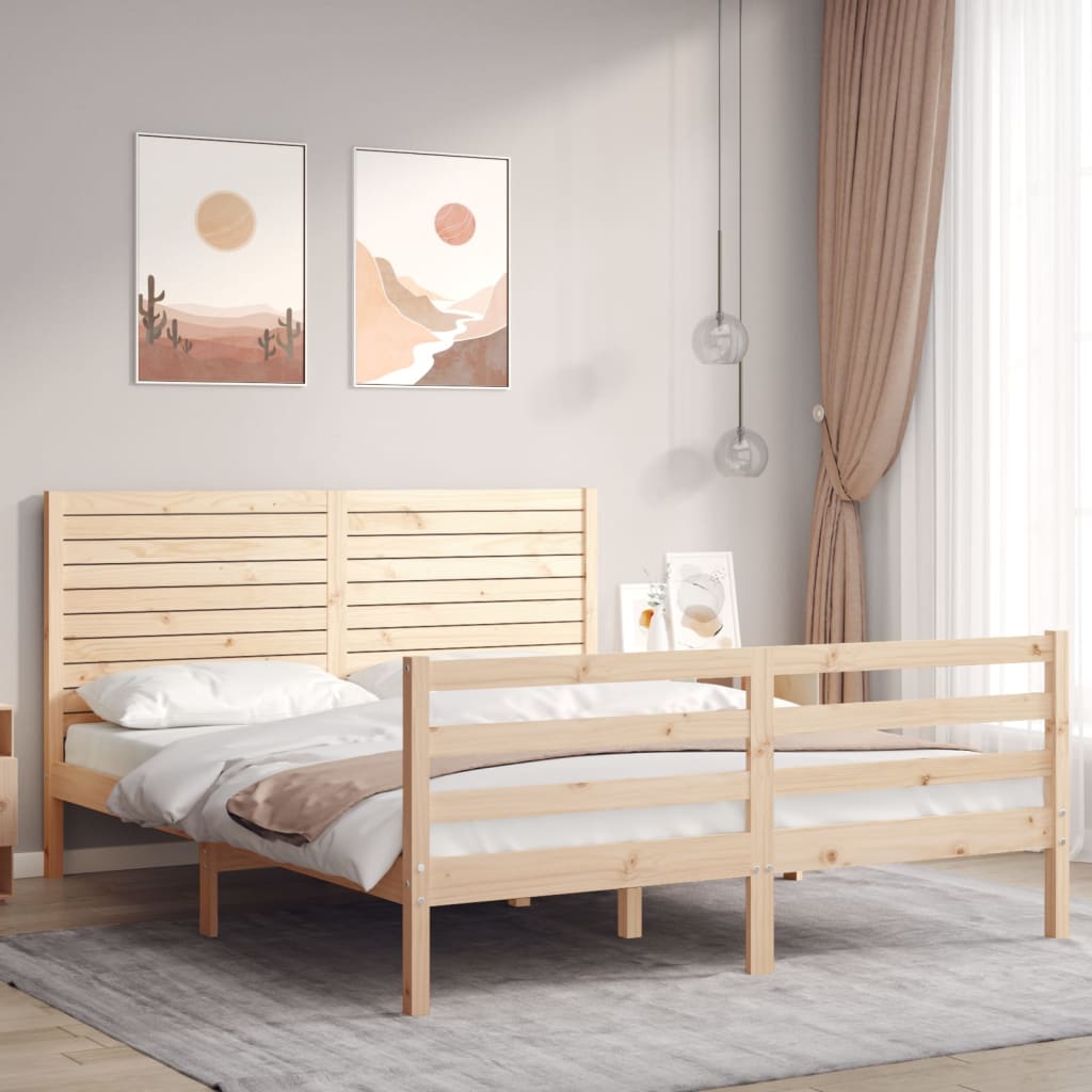 vidaXL Posteľný rám s čelom 160x200 cm masívne drevo