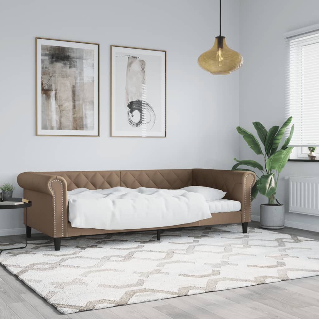 vidaXL Denná posteľ kapučínová 90x200 cm umelá koža