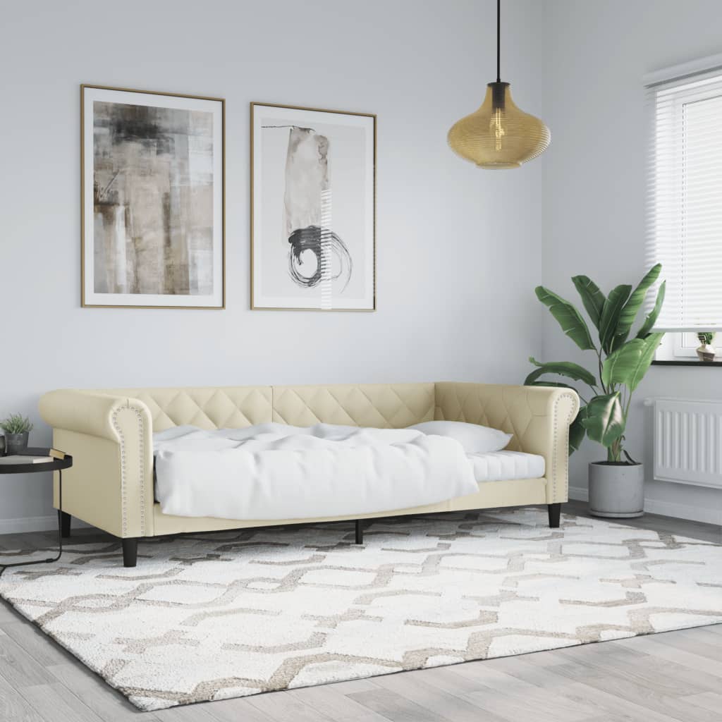 vidaXL Denná posteľ krémová 80x200 cm umelá koža