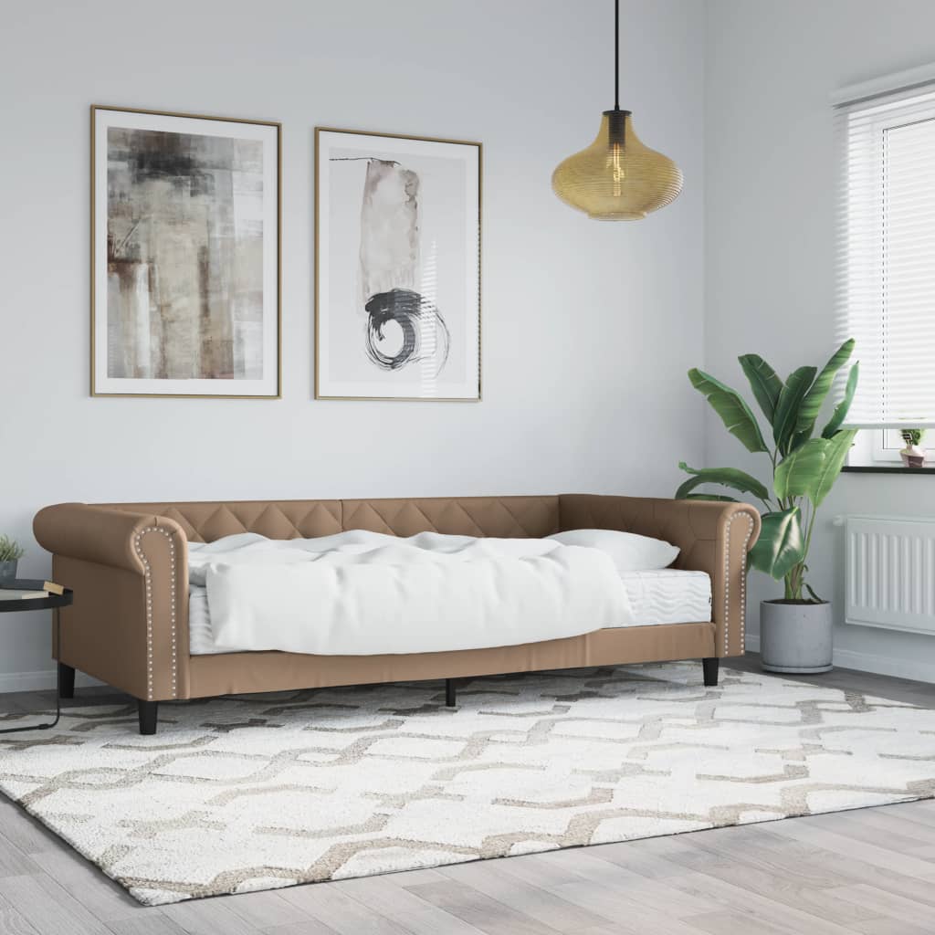 vidaXL Denná posteľ s matracom kapučínová 90x200 cm umelá koža