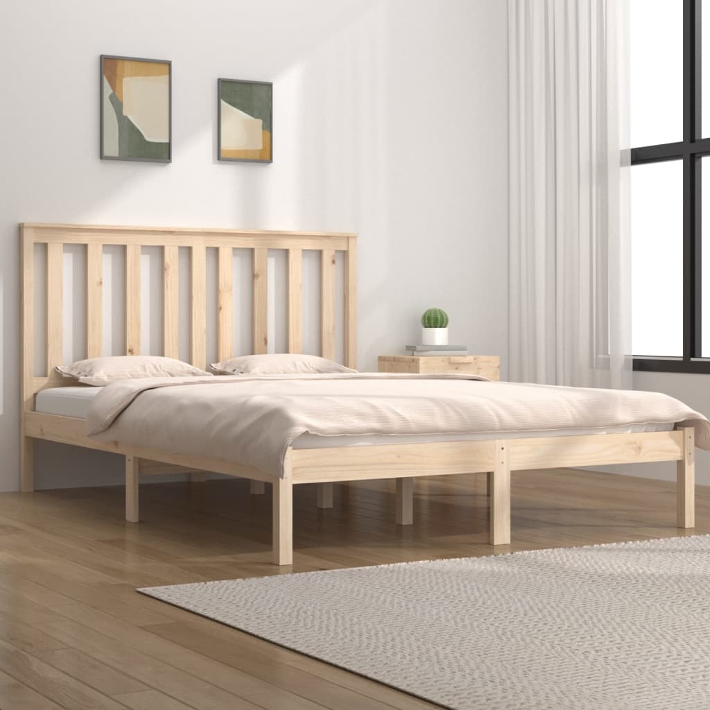 vidaXL Posteľný rám, borovicový masív 135x190 cm, dvojlôžko