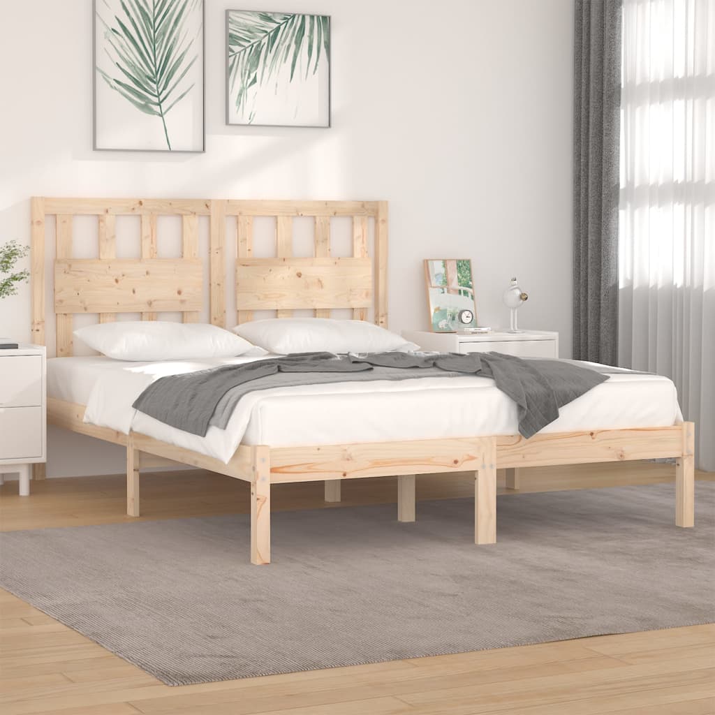vidaXL Posteľný rám, borovicový masív 135x190 cm, dvojlôžko