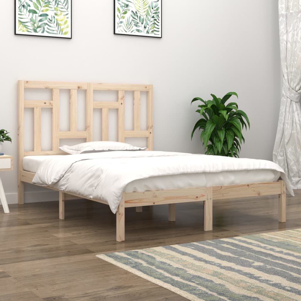 vidaXL Posteľný rám, drevený masív 135x190 cm, dvojlôžko