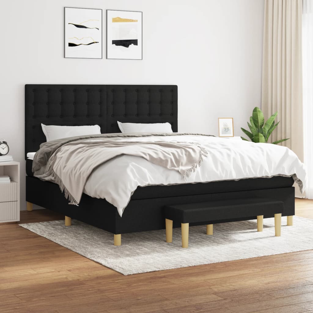 vidaXL Posteľný rám boxspring s matracom čierny 160x200 cm látka