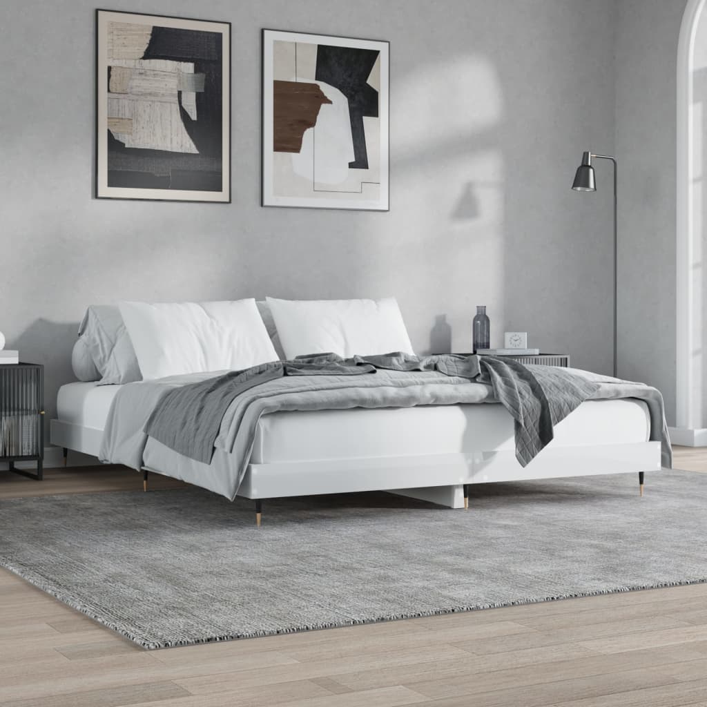 vidaXL Posteľný rám lesklý biely 160x200 cm kompozitné drevo