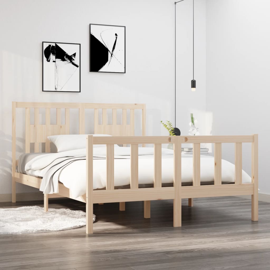 vidaXL Posteľný rám, drevený masív 135x190 cm, dvojlôžko