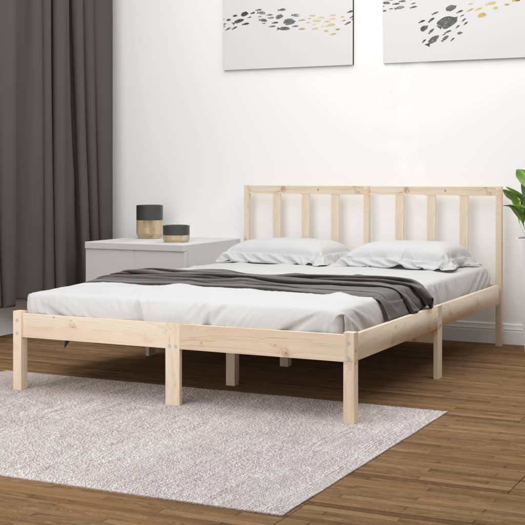 vidaXL Posteľný rám, borovicový masív 135x190 cm, dvojlôžko