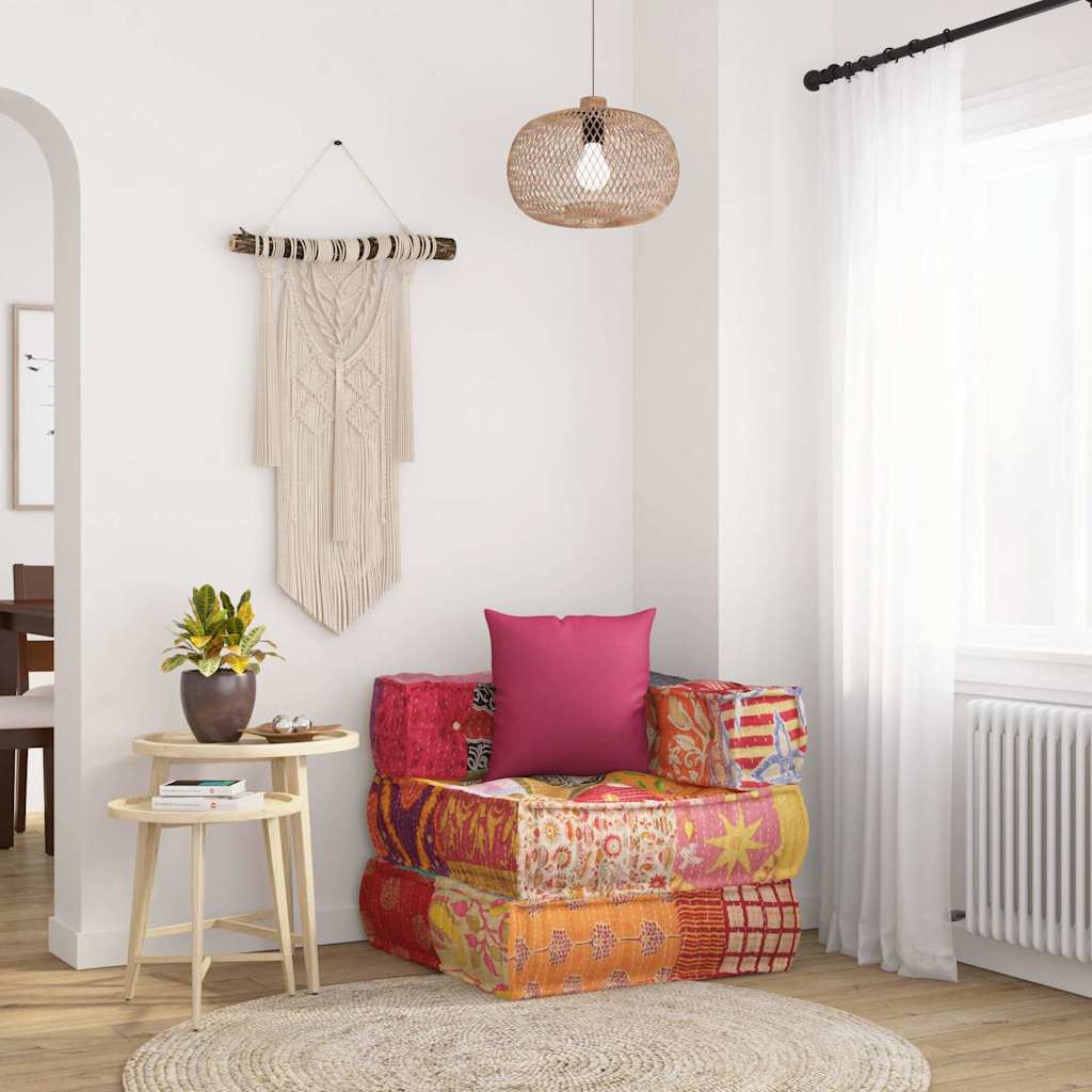 vidaXL Modulárna taburetka s vankúšom patchwork látka
