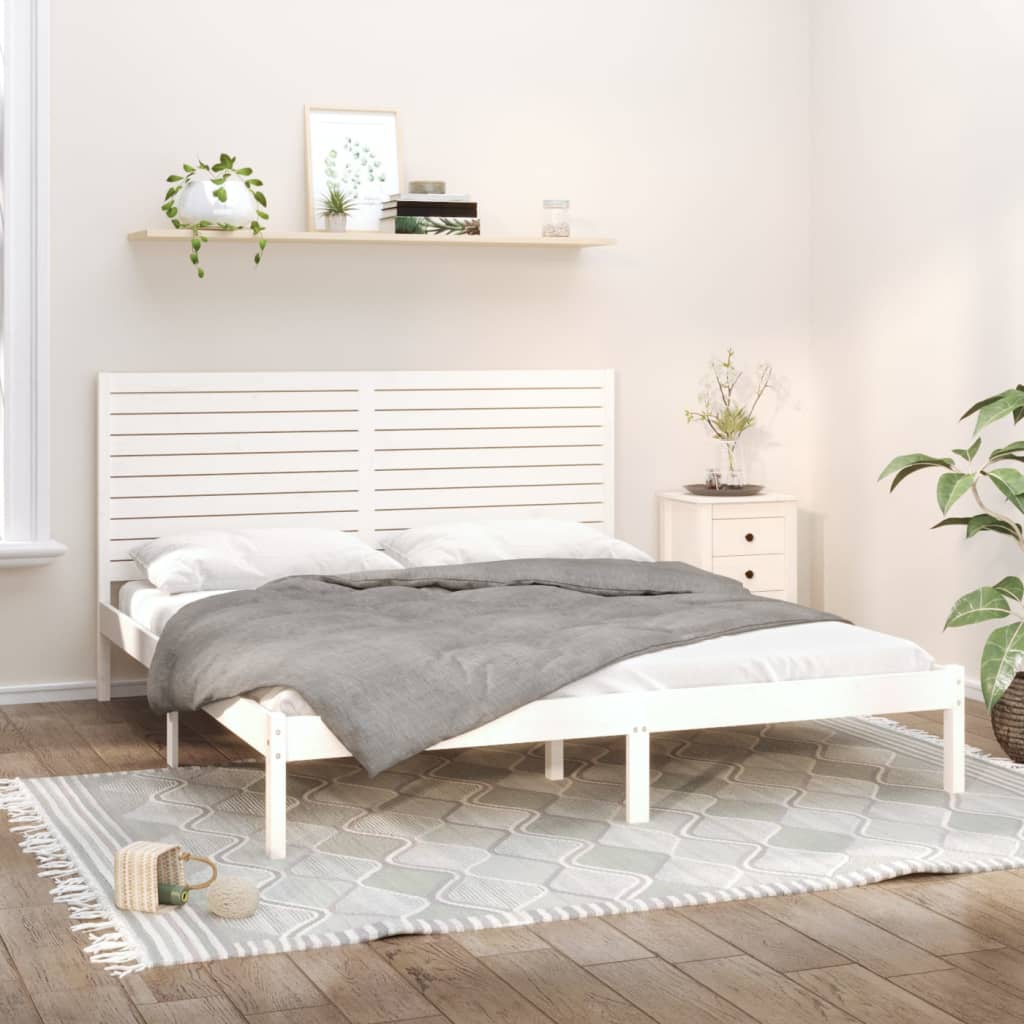 vidaXL Posteľný rám biely masívne drevo 200x200 cm